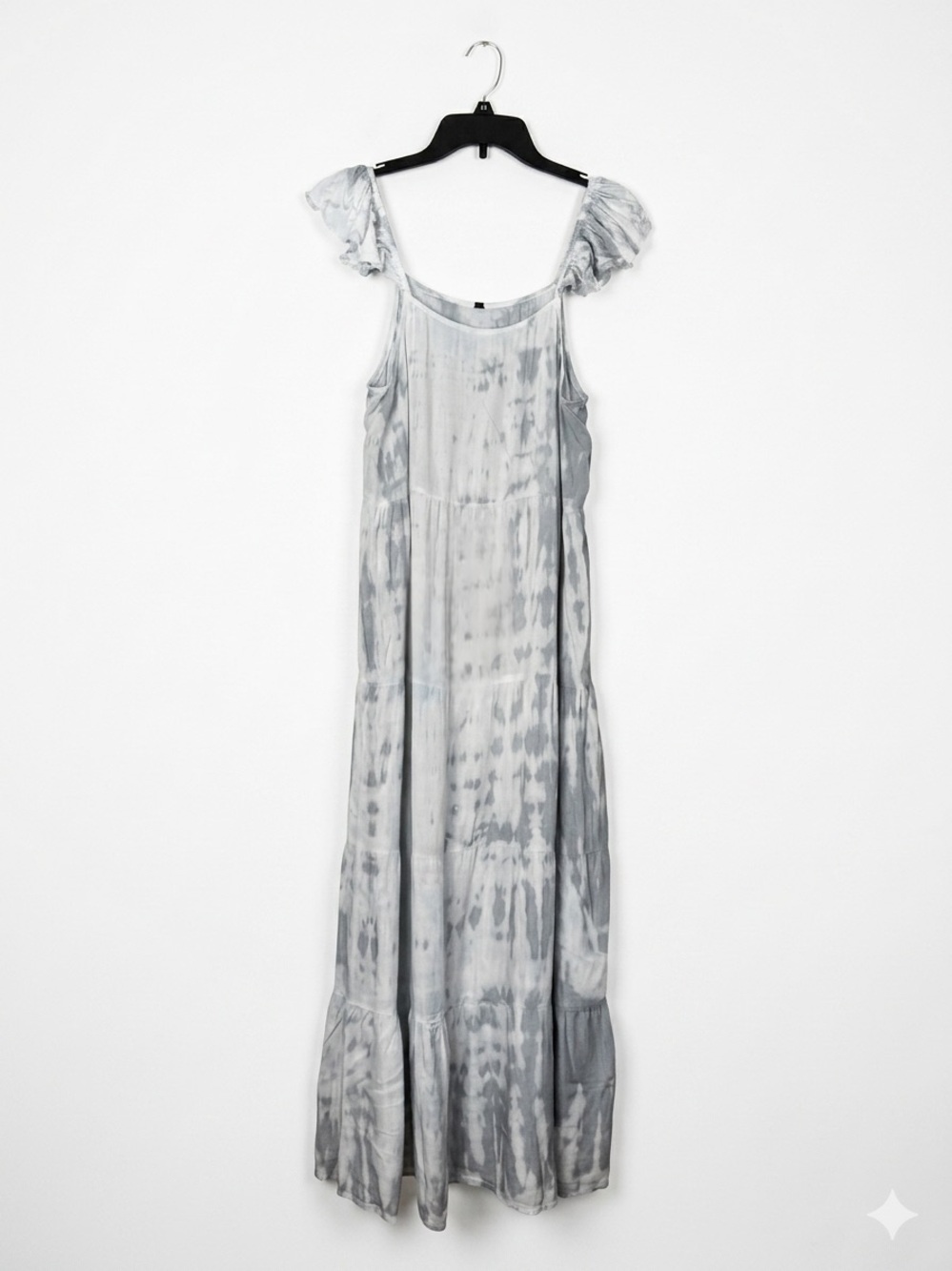 Maxi Light blue Tie-Dye Maxi Dress with Ruffle Straps